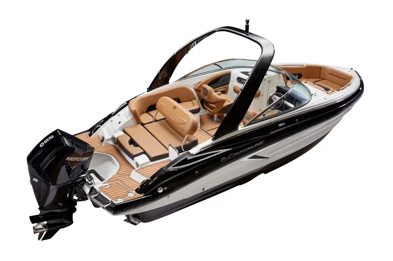 Slide: The Image of 2024 Crownline 250 XSS boat with sleek design and luxurious interior. - 9