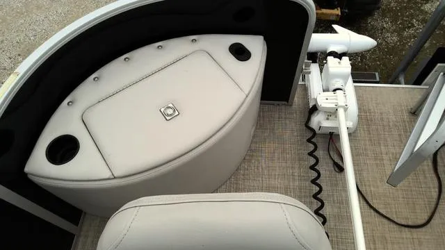 Slide: The Image of 2019 SunCatcher V20 F boat interior with seating and mounted equipment. - 5