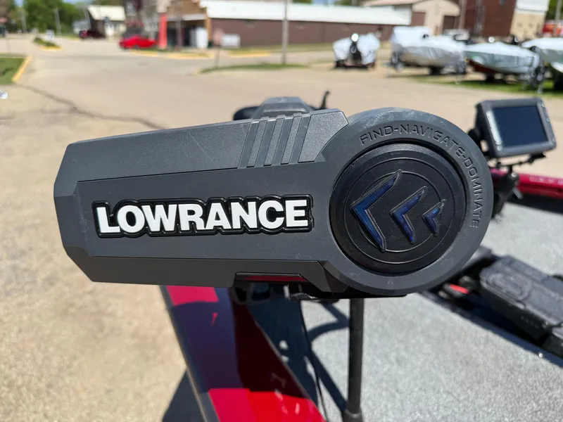Slide: The Image of Lowrance device on 2019 Tracker Pro Team 175 TXW boat, outdoor setting. - 9