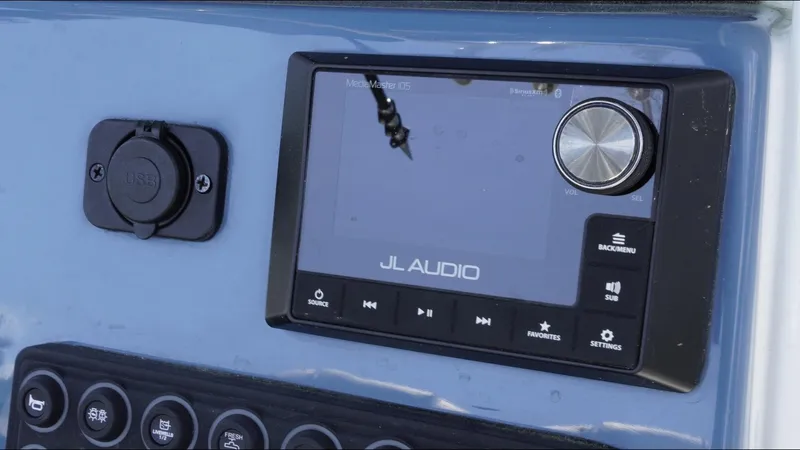 Slide: The Image of Control panel of 2025 Tidewater 282 CC Adventure with JL Audio system. - 36