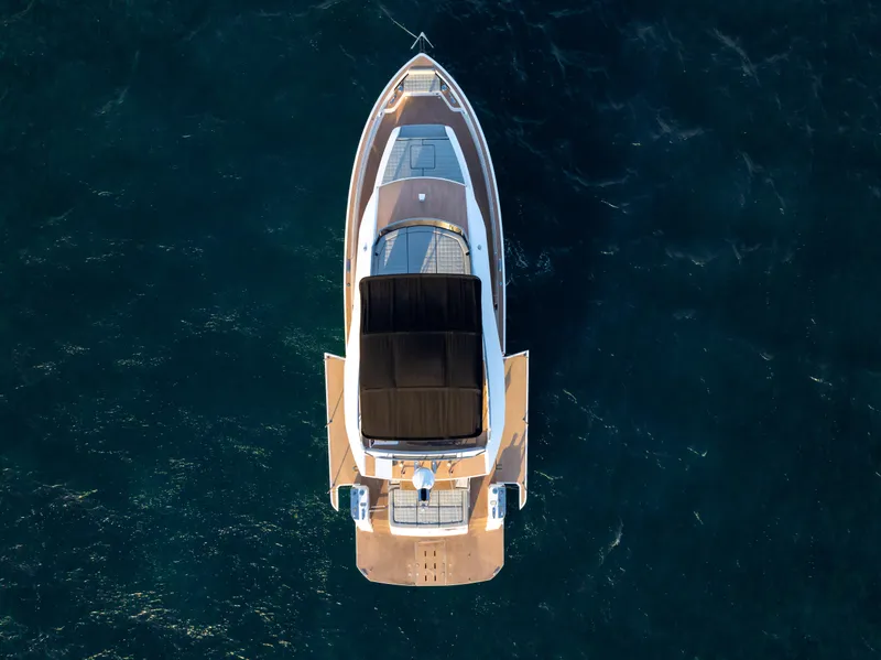 Slide: The Image of Top view of 2024 Pardo Yachts E60 on open water. - 15