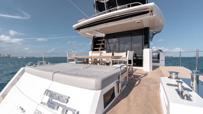 Slide: The Image of 2024 Pardo Yachts E60 luxury yacht with spacious deck and modern design on open water. - 37