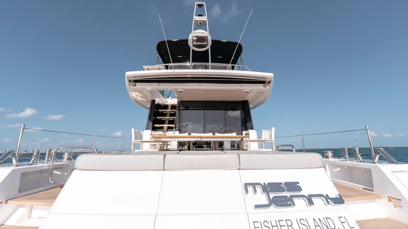 Slide: The Image of 2024 Pardo Yachts E60 luxury yacht on open sea, rear view. - 38