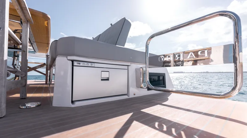 Slide: The Image of 2024 Pardo Yachts E60 deck with sleek design and ocean view. - 47