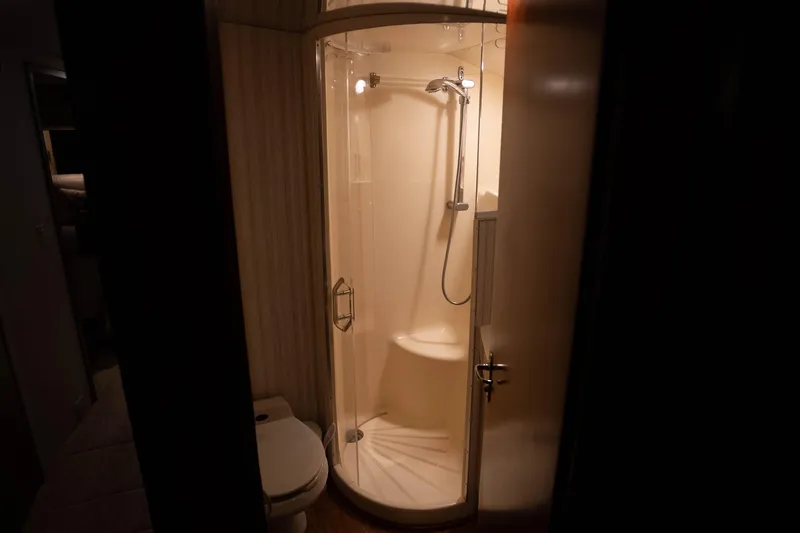Slide: The Image of Bathroom with shower in 1990 Hatteras 58 Convertible yacht. - 30