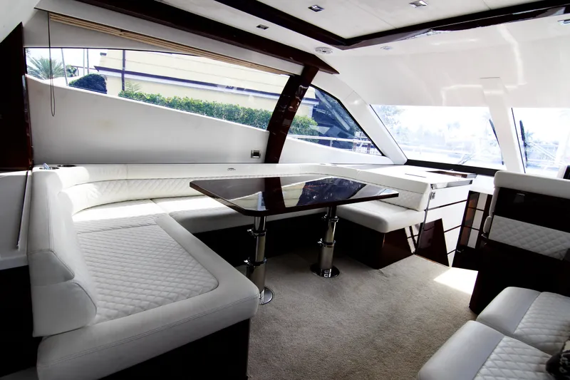 Slide: The Image of Luxurious interior of 2020 Galeon 550 Fly yacht with elegant seating and modern design. - 12