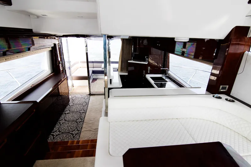 Slide: The Image of Luxurious interior of 2020 Galeon 550 Fly yacht with modern design and spacious layout. - 26