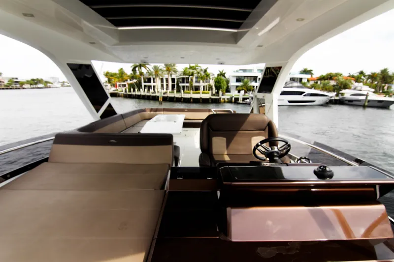 Slide: The Image of Luxurious 2020 Galeon 550 Fly yacht interior with waterfront view. - 45