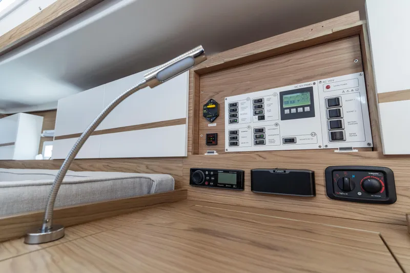 Slide: The Image of Control panel and reading light in 2017 Elan E4 yacht interior. - 17