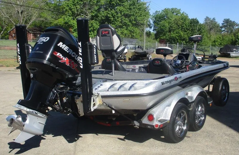 Slide: The Image of 2018 Ranger Z520C boat with Mercury Pro XS engine, parked outdoors. - 3