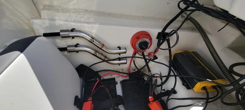 Slide: The Image of Interior view of a 2021 Bass Tracker TAHOE 550TF boat showing wiring and components. - 8