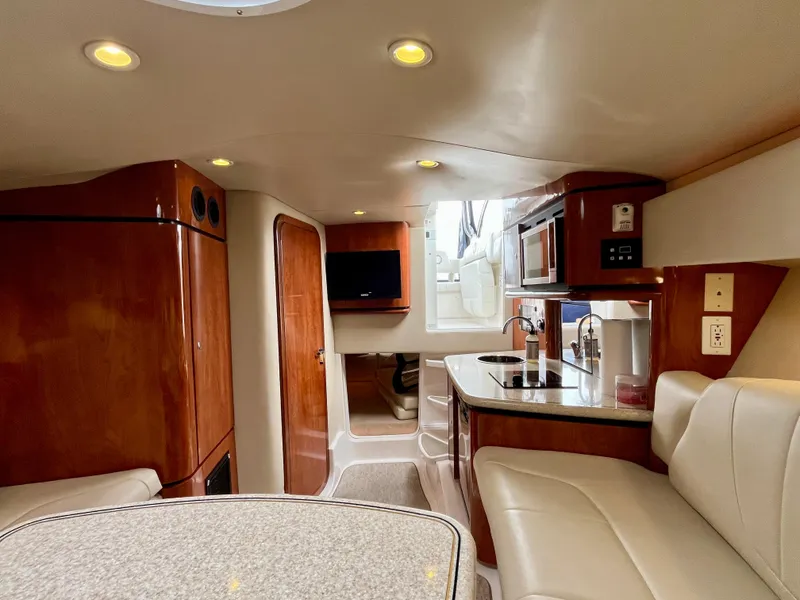 Slide: The Image of Luxurious interior of 2011 Fountain 38 Sportfish Cruiser with modern amenities and elegant design. - 27