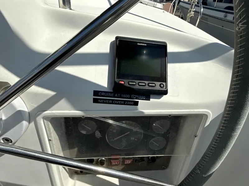 Slide: The Image of Control panel of a 1997 Beneteau 50 sailboat with navigation instruments. - 22