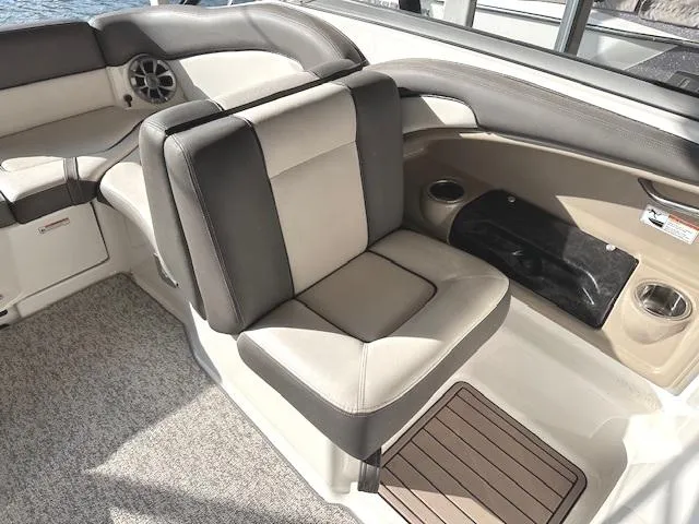 Slide: The Image of Interior seating of 2012 Yamaha Boats 242 Limited S, featuring comfortable upholstery and modern design. - 16