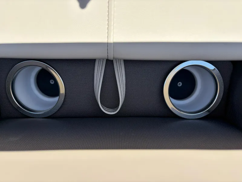 Slide: The Image of 2025 Bentley Pontoons Legacy 223 Navigator cup holders with sleek chrome accents. - 4