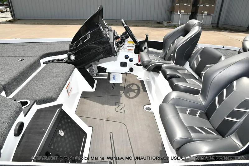 Slide: The Image of 2024 Nitro Z20 Pro boat interior with sleek seating and modern dashboard design. - 14