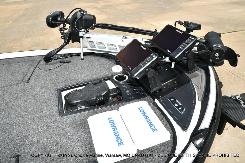 Slide: The Image of 2024 Nitro Z20 Pro boat with Lowrance electronics and trolling motor on deck. - 3
