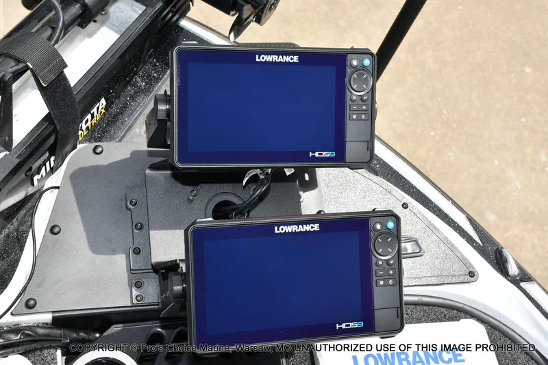 Slide: The Image of Two Lowrance HDS9 fish finders on a 2024 Nitro Z20 Pro boat dashboard. - 9