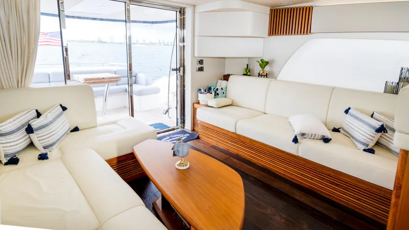 Slide: The Image of Luxurious interior of 2016 Sunseeker Manhattan 55 yacht with elegant seating and decor. - 51