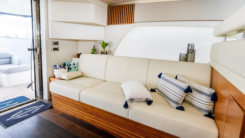 Slide: The Image of Luxurious interior of 2016 Sunseeker Manhattan 55 yacht with elegant seating and decor. - 53