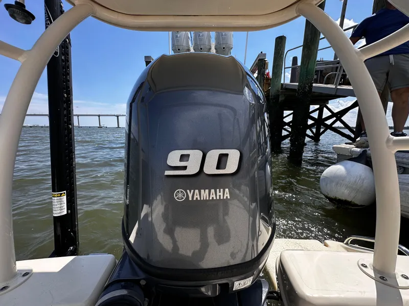 Slide: The Image of 2020 Scout 177 Sport boat with Yamaha 90 engine at dockside. - 15