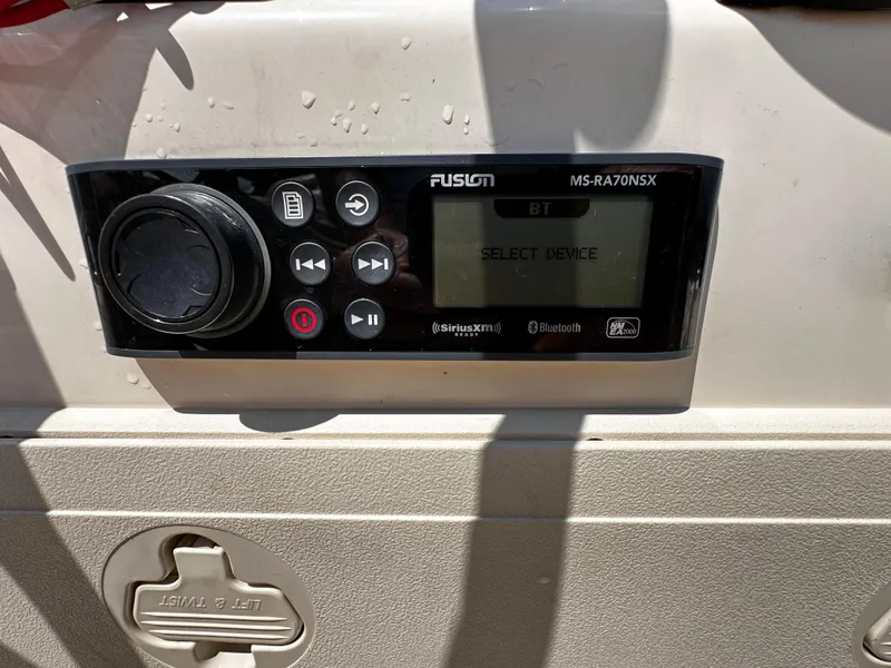 Slide: The Image of Fusion MS-RA70NSX stereo system on 2020 Scout 177 Sport boat dashboard. - 19