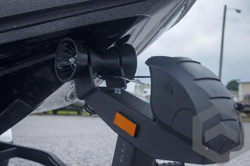 Slide: The Image of 2025 Caymas CX 21 PRO boat trailer hitch detail with safety features. - 20