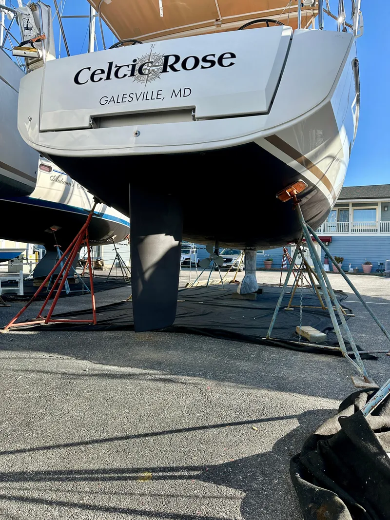 Slide: The Image of 2018 Jeanneau Sun Odyssey 419 sailboat on stands, Galesville, MD. - 47