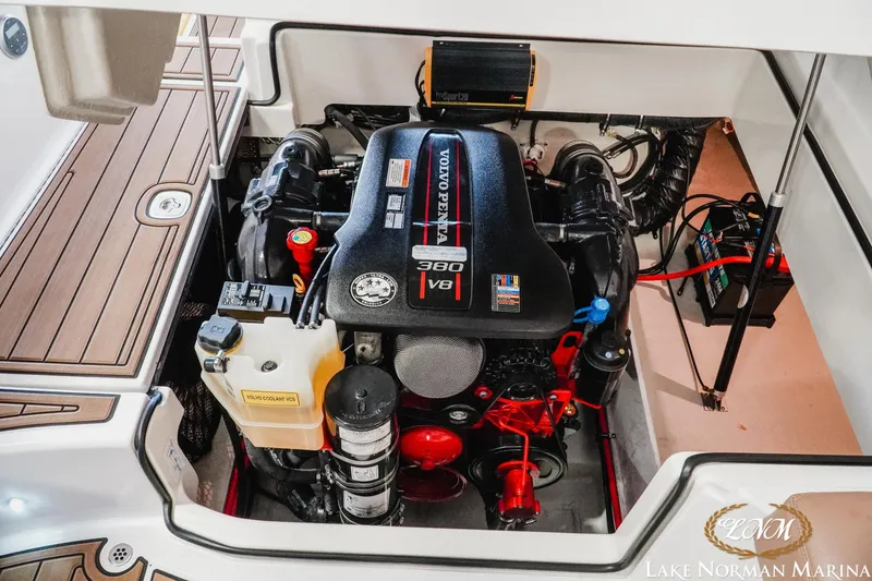 Slide: The Image of Engine compartment of a 2013 Cobalt A28 boat with Volvo Penta V8 engine. - 25