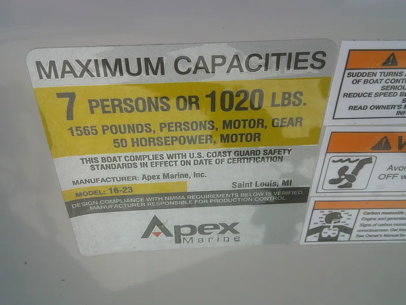 Slide: The Image of Capacity label for Qwest 816 Edge 4 point Fish, 2022 model, 7 persons or 1020 lbs. - 11