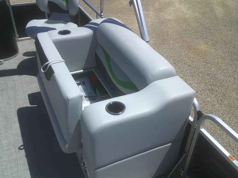 Slide: The Image of Pontoon boat seating with cup holders, Qwest 816 Edge 4 Point Fish, 2022 model. - 15