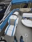 Slide: The Image of 2023 Trifecta 22RFC-CS275 FISH/SKI boat interior with blue and white seating. - 5