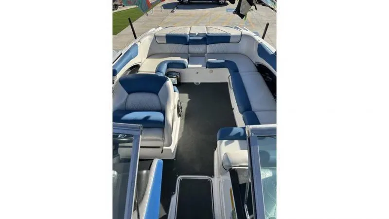 Slide: The Image of 2012 MasterCraft X45 boat interior with spacious seating and modern design. - 9