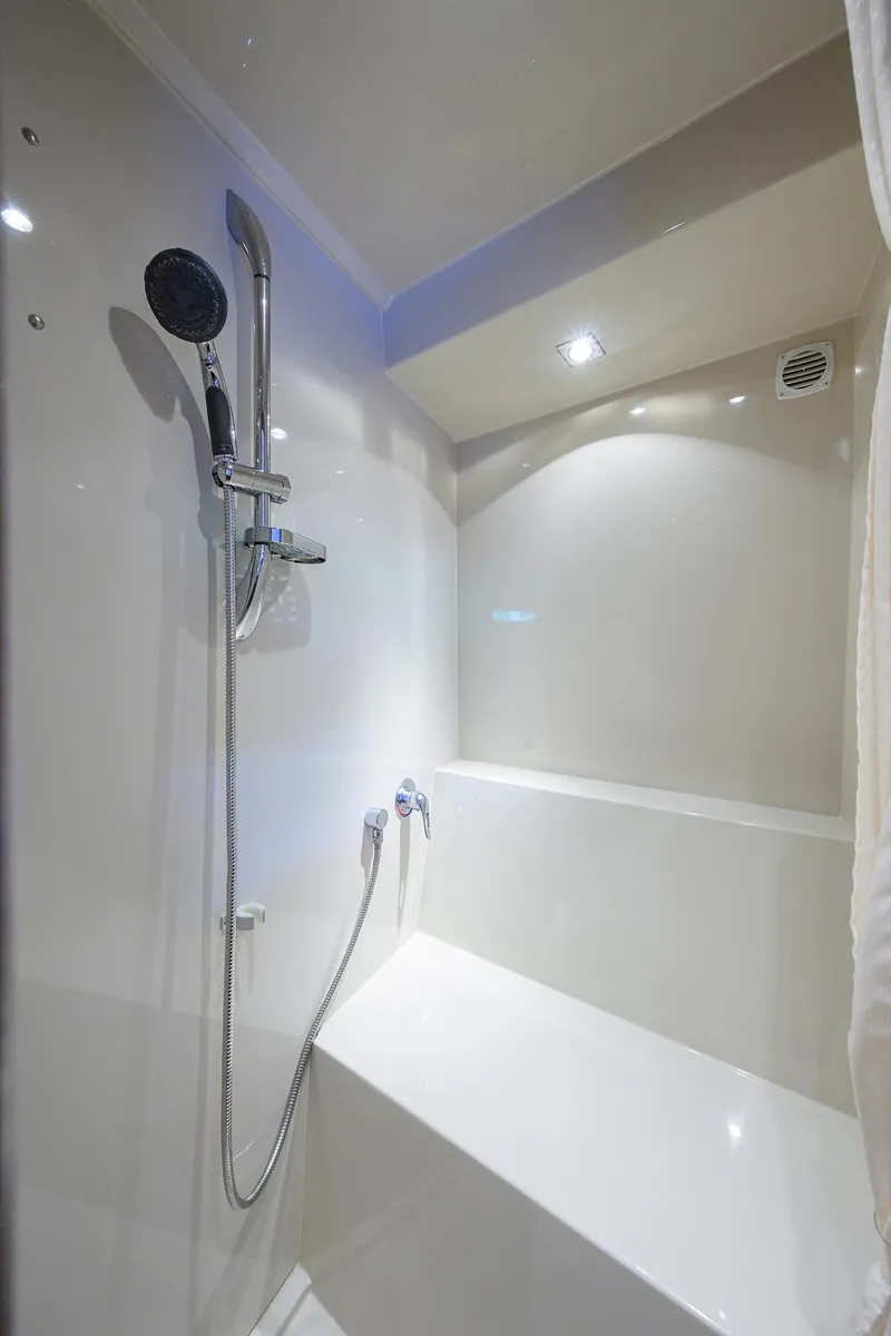 Slide: The Image of 2015 Cruisers Cantius yacht shower with modern fixtures and sleek design. - 30