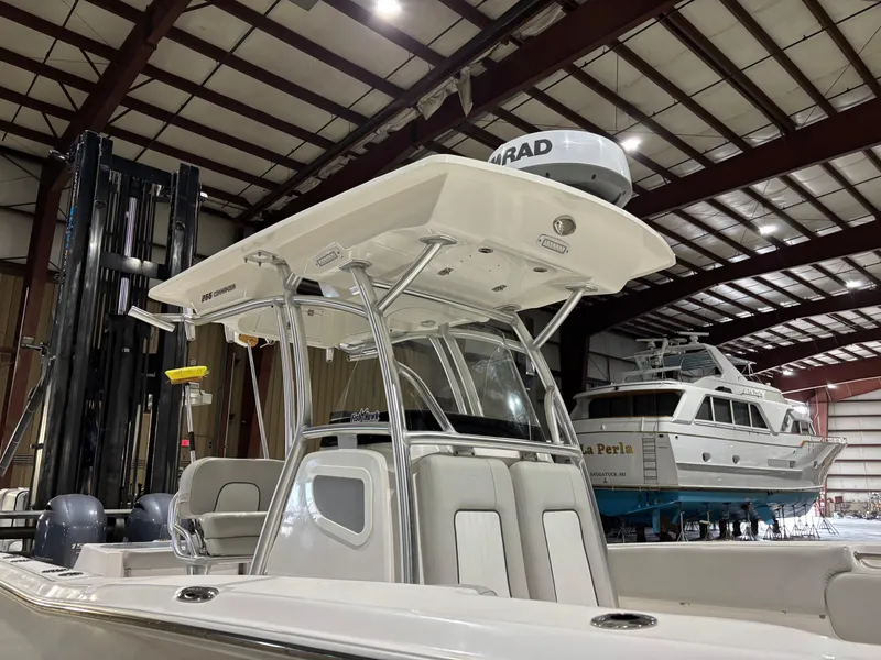 Slide: The Image of 2020 Sea Fox 266 Commander boat in indoor storage facility. - 12