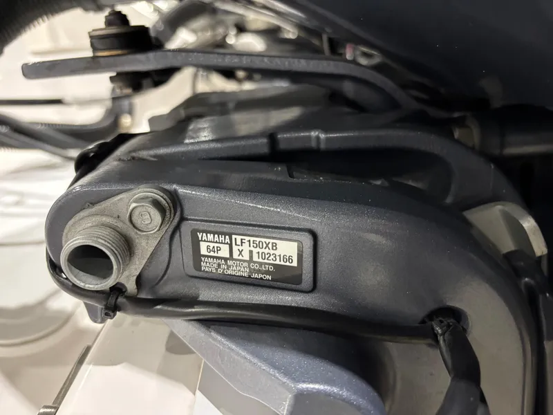 Slide: The Image of Close-up of Yamaha LF150XB engine part on 2020 Sea Fox 266 Commander boat. - 28