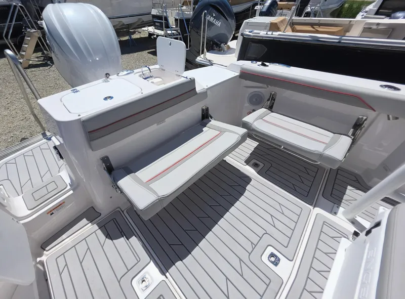Slide: The Image of 2025 Solara S-250 CW boat interior with foldable seats and modern design. - 8