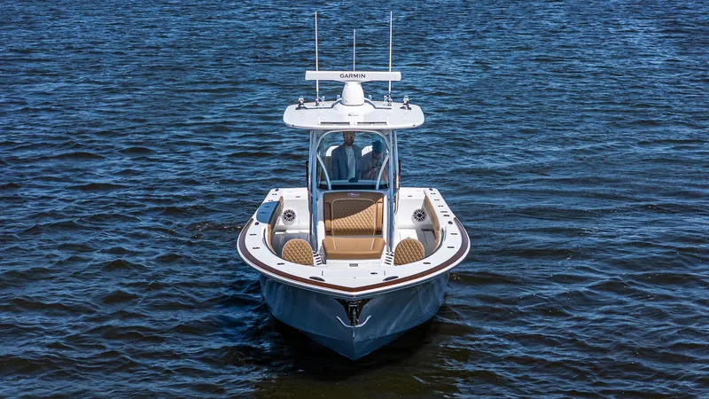 Slide: The Image of 2025 Valhalla Boatworks V-29 Hybrid on open water, front view. - 4