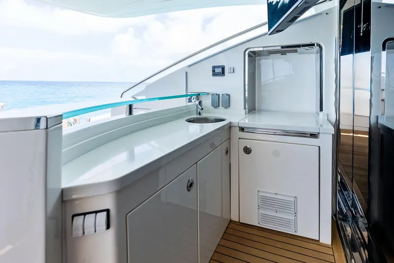 Slide: The Image of Luxurious 2009 Princess Motor Yacht outdoor kitchenette with ocean view. - 42