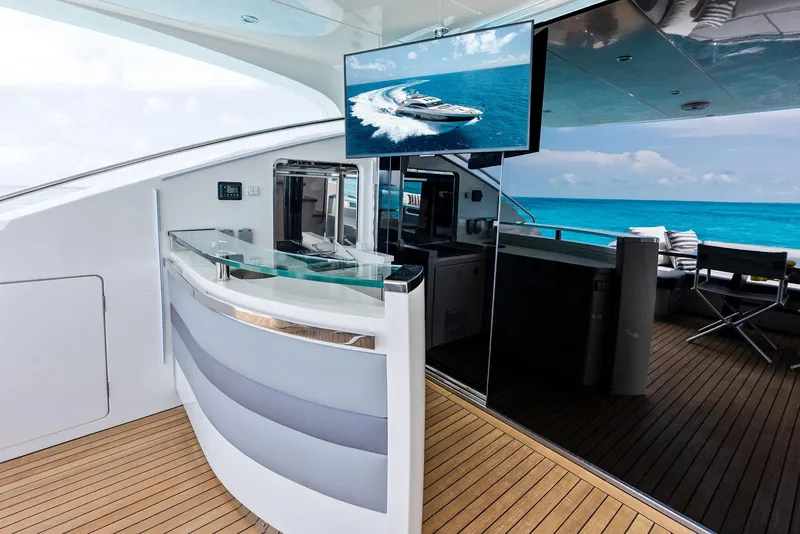 Slide: The Image of Luxurious 2009 Princess Motor Yacht interior with modern bar and ocean view. - 43