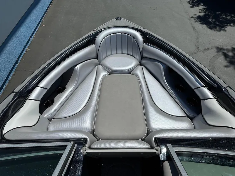 Slide: The Image of Luxurious interior of 2025 Sanger V215 SX boat with sleek, modern seating design. - 21