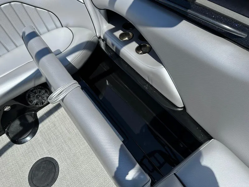 Slide: The Image of 2025 Sanger V215 SX interior with gray seating and cup holders. - 26