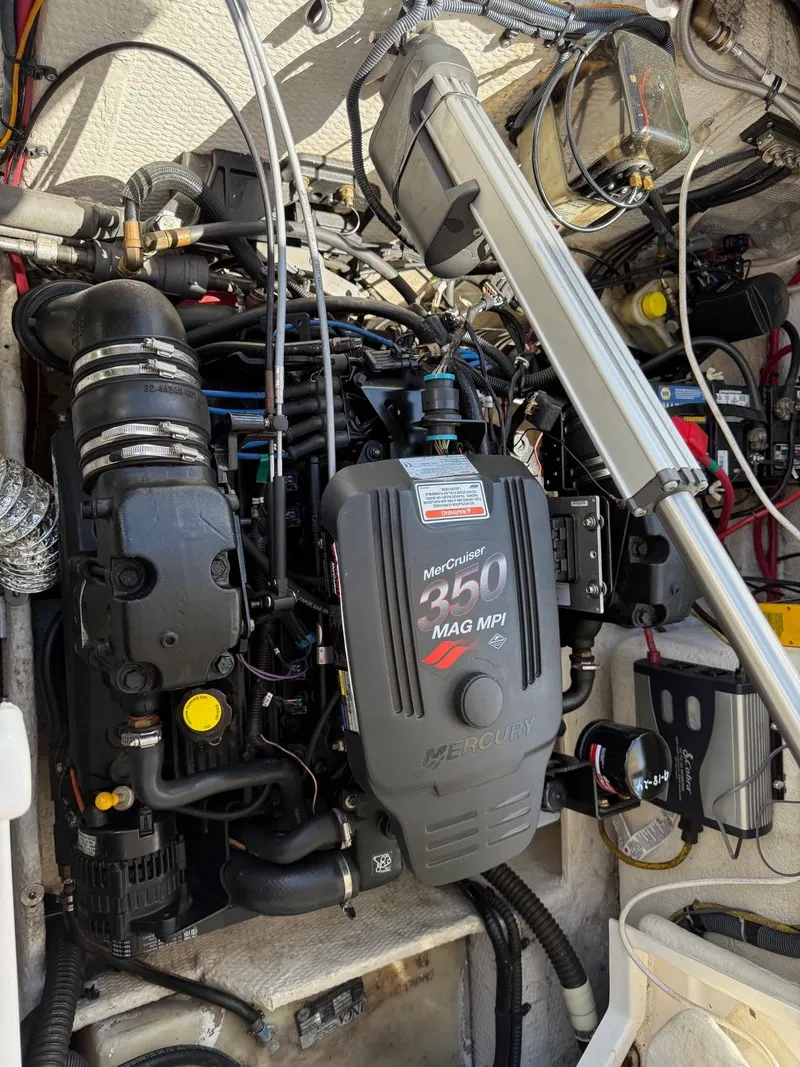 Slide: The Image of Engine compartment of a 2008 Regal 2750 boat with MerCruiser 350 MAG MPI engine. - 11