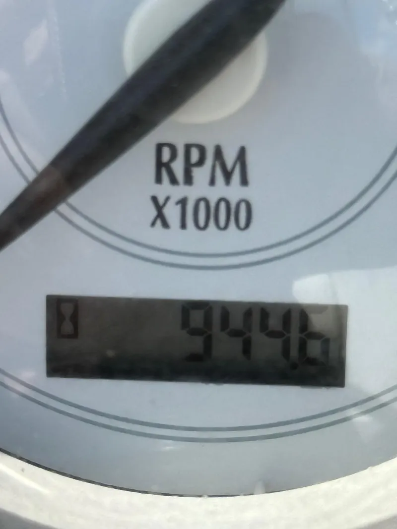 Slide: The Image of Close-up of a Regal 2750 tachometer showing 9446 RPM, model year 2008. - 20
