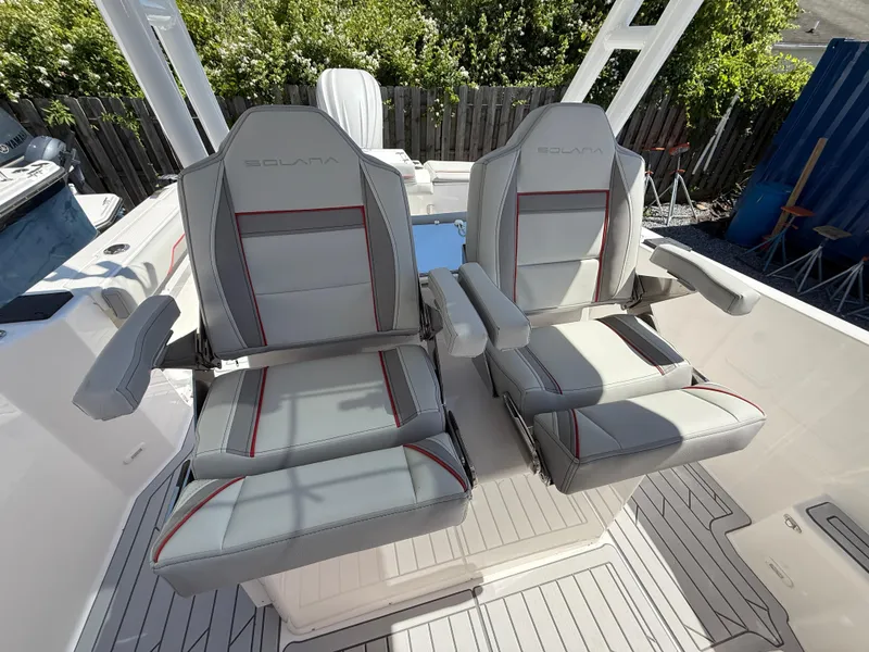 Slide: The Image of Luxury seating on 2025 Solara S-250 CW boat, featuring modern design and comfort. - 10