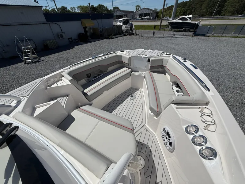 Slide: The Image of 2025 Solara S-250 CW boat interior with spacious seating and modern design. - 12