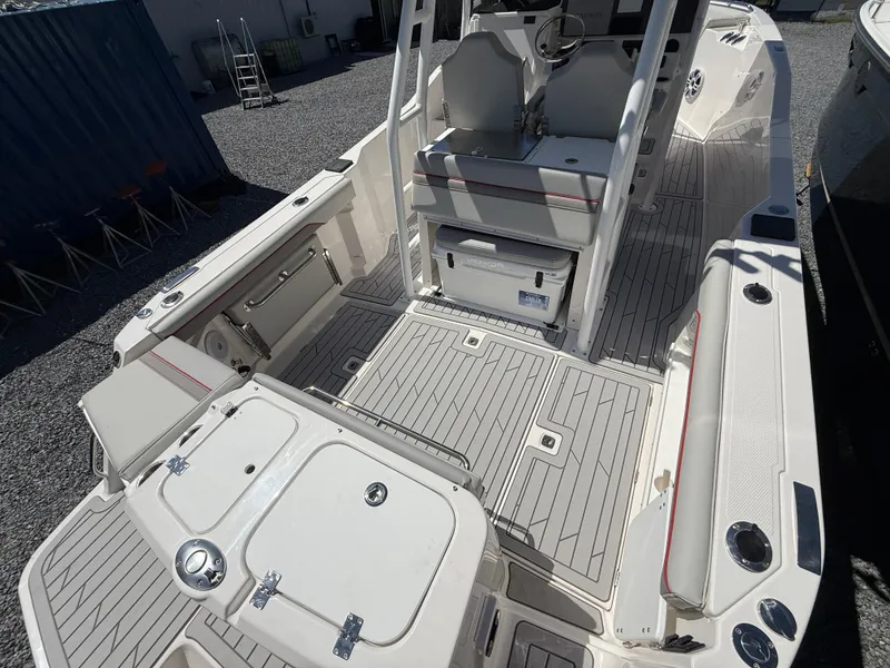 Slide: The Image of 2025 Solara S-250 CW boat interior with seating and storage compartments. - 3
