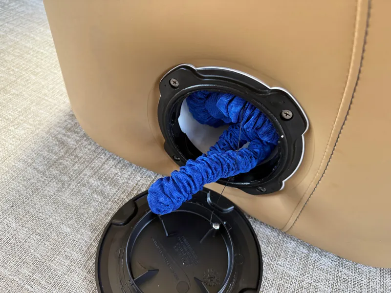 Slide: The Image of Blue hose in Avalon Catalina Entertainer Funship 2025, inserted into a tan panel. - 40