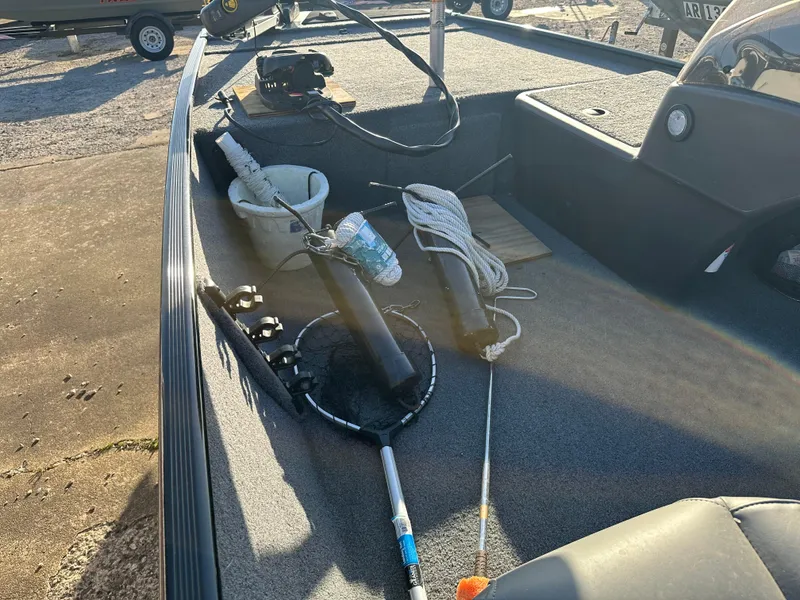 Slide: The Image of 2021 Tracker Bass Tracker Classic XL boat interior with fishing gear and equipment. - 3