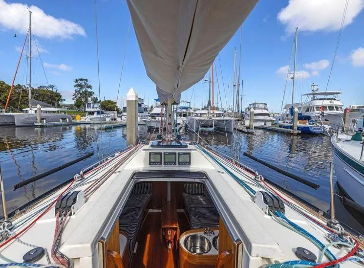 Slide: The Image of Sailing yacht X-Yachts X-362 Sport 2000 docked at marina, view from deck. - 10